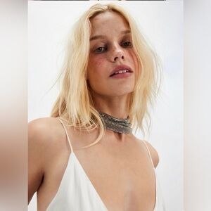 Free People Dance-floor Chainmail Choker Necklace. Silver.